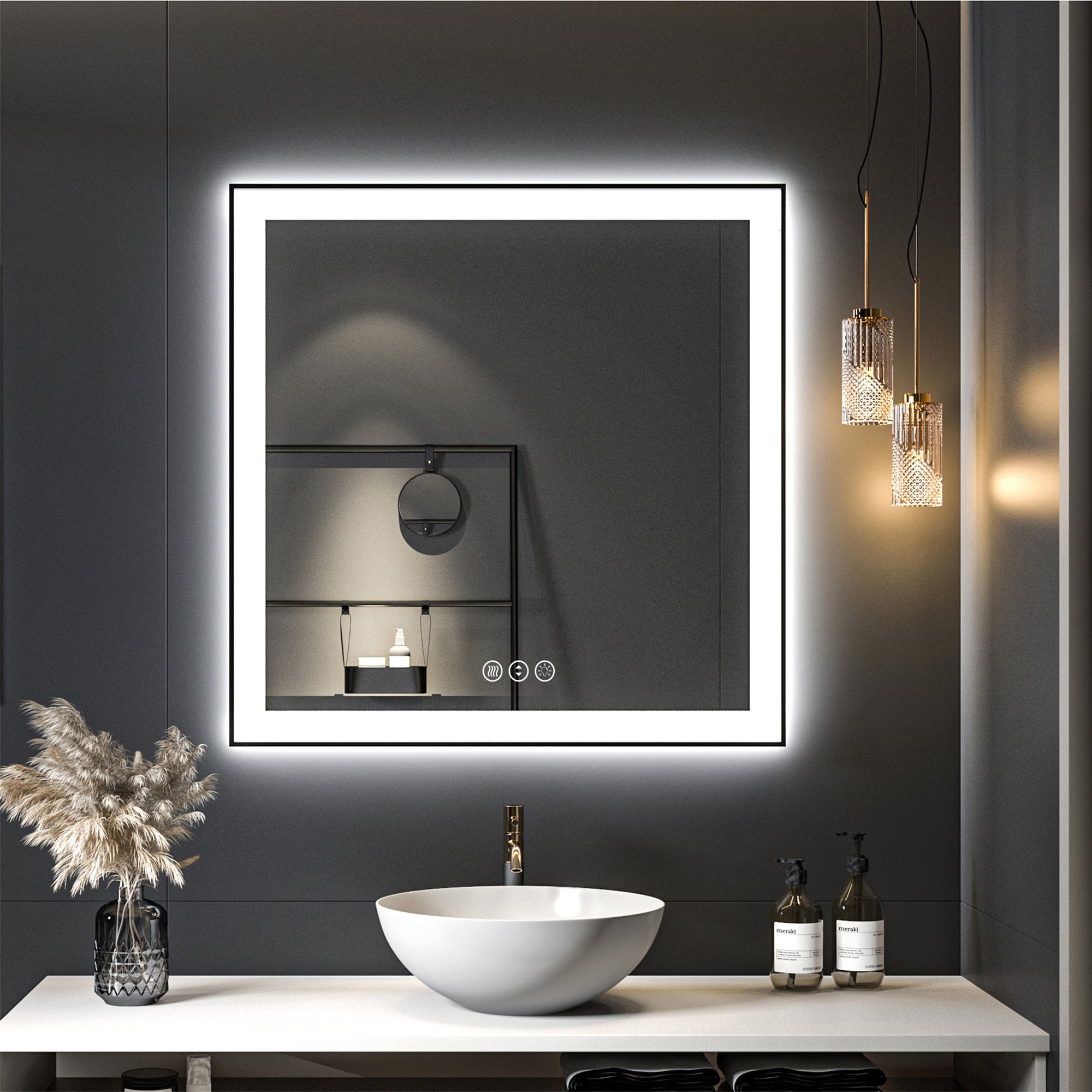 dressing mirror light design Led Vanity Mirror Flat Bottom Rounded (3 Led Lights) Accent Mirror