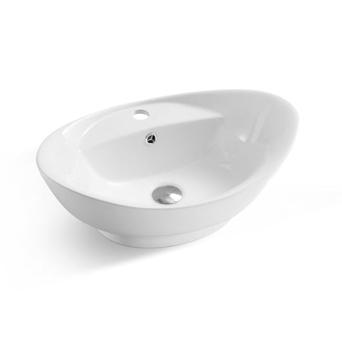 Modern Ceramic Oval Vessel Bathroom Sink with Overflow