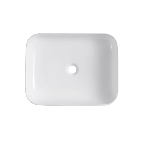White Ceramic Rectangular Vessel Bathroom Sink