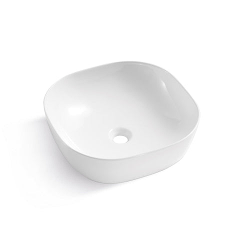 White Ceramic Square Vessel Bathroom Sink