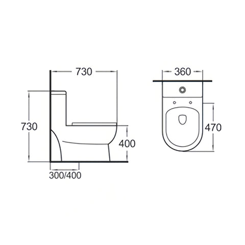 28.7" x 14.1" Siphonic One Piece Toilet in White