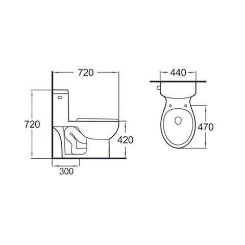 28.3" x 17.3" Siphonic One Piece Toilet in White