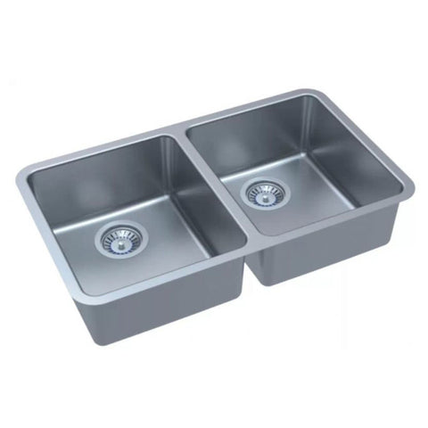 Undermount Brushed Stainless Steel Double Equal Bowl Kitchen Sink