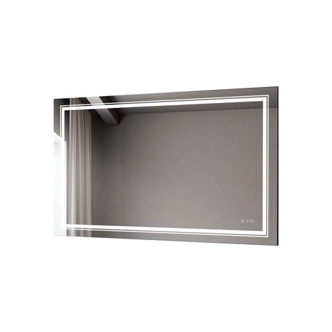 Arba 60" x 30" Frameless Rectangular Anti-Fog Adjustable LED Ligtht Bathroom Vanity Mirror in Silver