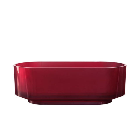 Arba 67" x 30" Freestanding Solid Surface Bathtub in Clear Cherry Red