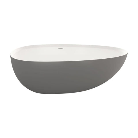 Arba 71" x 35" Freestanding Solid Surface Bathtub in Dark Gray Outside and White Inside