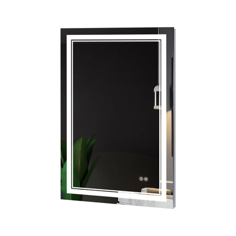 Arba 24" x 36" Frameless Rectangular Anti-Fog Adjustable LED Ligtht Bathroom Vanity Mirror With Magnifying Glass
