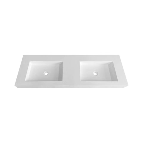 Arba 59" x 19" Solid Surface Basin Double Vanity With Sinks in Matte White