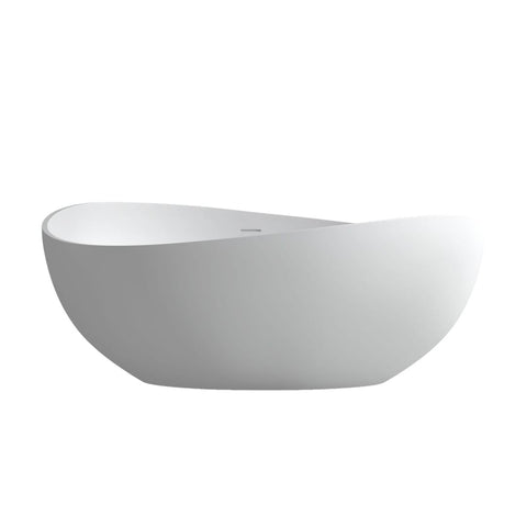 Arba 63" x 39" Extra Wide Freestanding Solid Surface Bathtub in Matte White