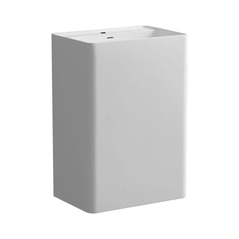 Arba 35" Tall Square Solid Surface Basin Pedestal Sink in Matte White