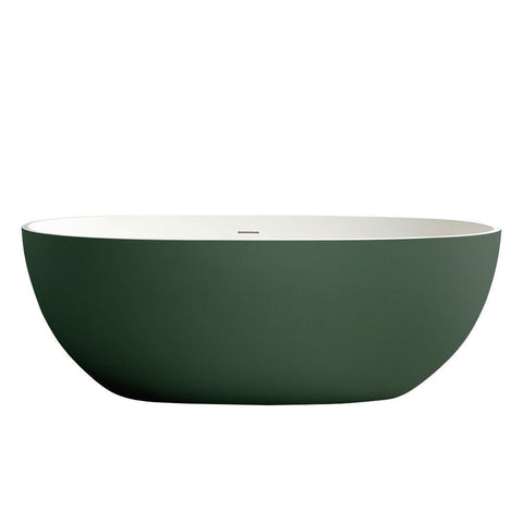 Arba 65" x 30" Freestanding Solid Surface Bathtub in Green Outside and White Inside