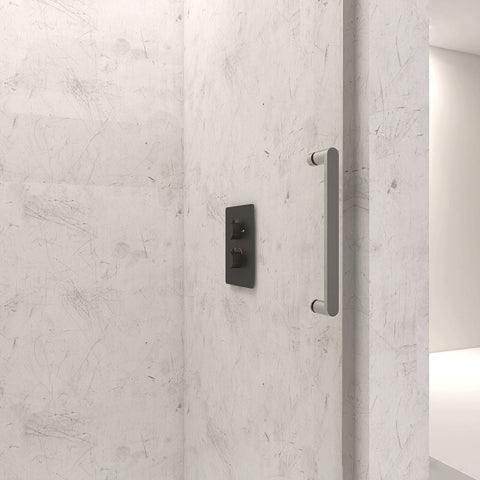 Arba 76" Tall Single Door Shower Door Aluminum and Glass in Brushed Nickel