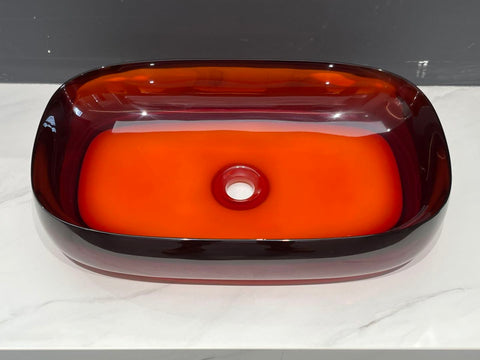 Arba 24" x 14" Solid Surface Basin Vessel Sink in Transparent Red
