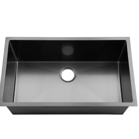 Undermount 304 stainless steel sink with PVD black finish and single bowl design for modern kitchens