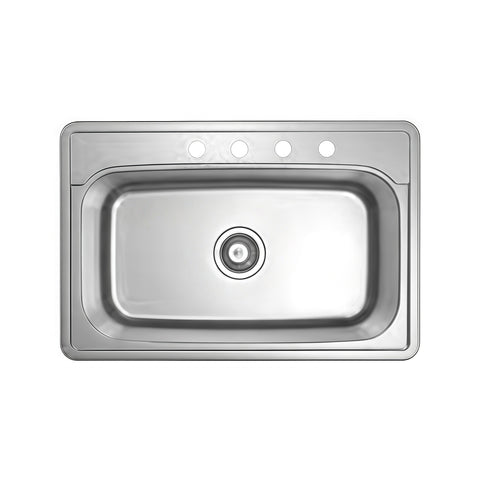 Drop-In Brushed Stainless Steel Single Bowl 4-Hole Kitchen Sink APX-1032