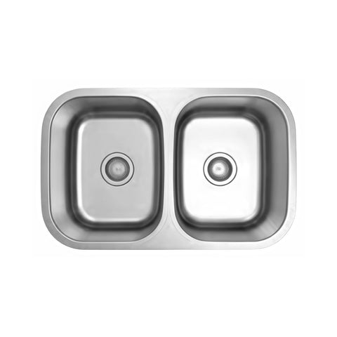 Undermount Brushed Stainless Steel Double Equal Bowl Kitchen Sink APX-2018