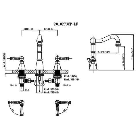 Chrome Solid Brass Widespread Lavatory Faucet Classic Style