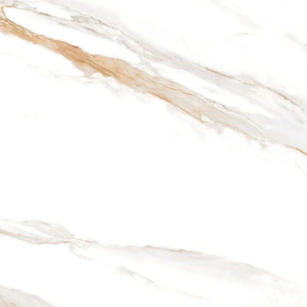 Gold Royale sintered stone with elegant golden veining on pristine white background