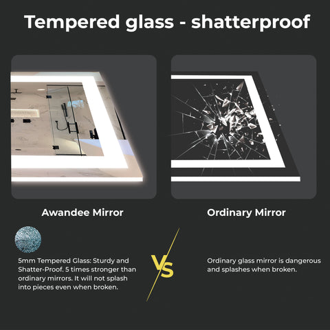 48 x 32 Inch LED Bathroom Mirror with Backlight – Modern Wall Vanity Mirror