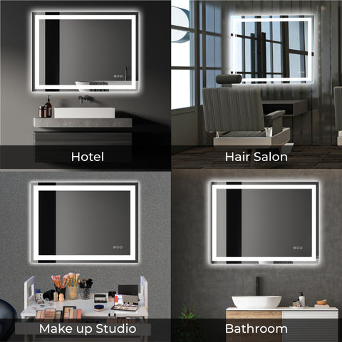 48 x 32 Inch LED Bathroom Mirror with Backlight – Modern Wall Vanity Mirror