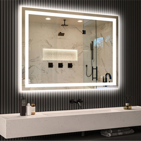 48 x 32 Inch LED Bathroom Mirror with Backlight – Modern Wall Vanity Mirror