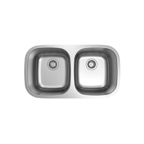 Undermount Brushed Stainless Steel Double Equal Bowl Kitchen Sink APX-5050