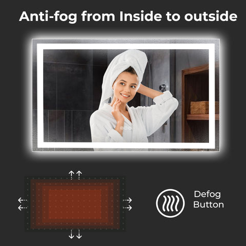 55 x 30 Inch LED Bathroom Mirror with Anti-Fog & Dual Lighting – Smart Touch Vanity Mirror