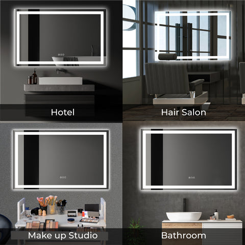 72 x 36 Inch LED Bathroom Mirror with Dual Lighting & Anti-Fog