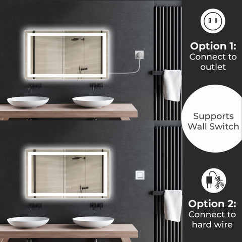 60 x 28 Inch LED Bathroom Mirror – Where Light Meets Precision and Quiet Luxury