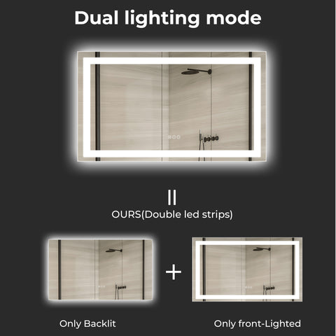 60 x 28 Inch LED Bathroom Mirror – Where Light Meets Precision and Quiet Luxury