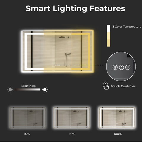 60 x 28 Inch LED Bathroom Mirror – Where Light Meets Precision and Quiet Luxury