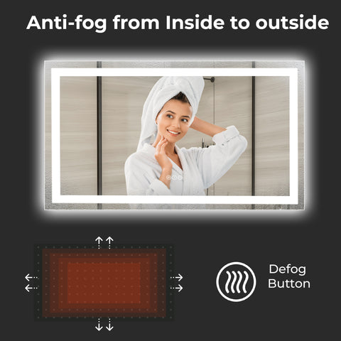 60 x 28 Inch LED Bathroom Mirror – Where Light Meets Precision and Quiet Luxury