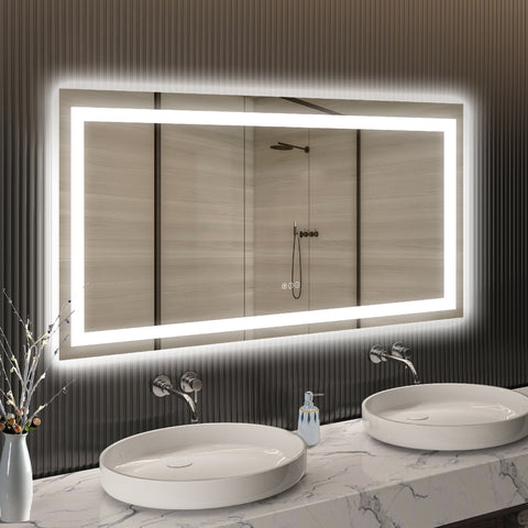 60 x 28 Inch LED Bathroom Mirror – Where Light Meets Precision and Quiet Luxury