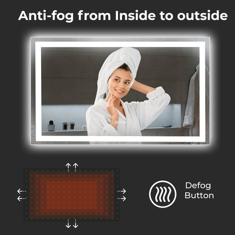 60 x 36 Inch LED Bathroom Mirror with Dual Lighting & Anti-Fog – Smart Touch Wall Vanity Mirror