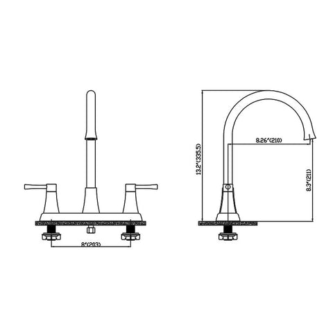 Brushed Nickel Double Handle High-arc Kitchen Faucet with Deck Plate and Side Spray Included