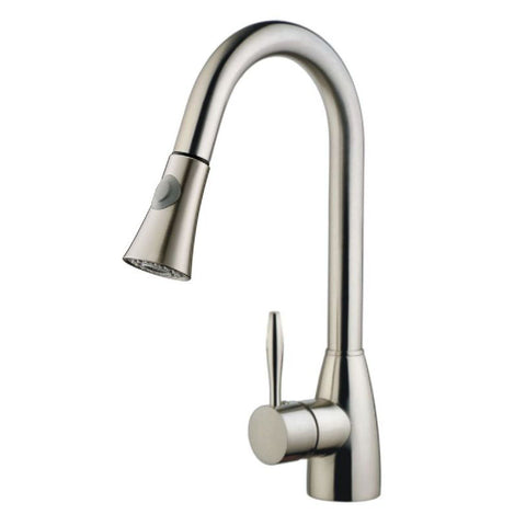 Bruhed Nickle Single Handle Pull-Down Kitchen Faucet