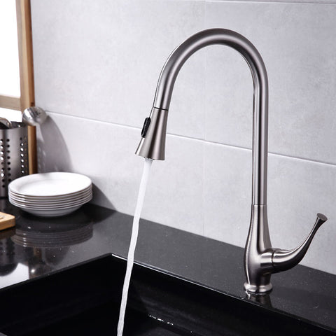 Brushed Nickle Single Handle Pull-Down Kitchen Faucet