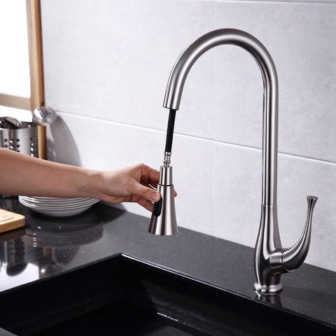 Brushed Nickle Single Handle Pull-Down Kitchen Faucet