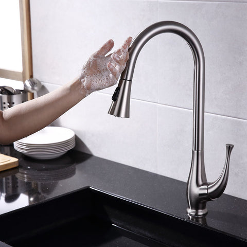Brushed Nickle Single Handle Pull-Down Kitchen Faucet