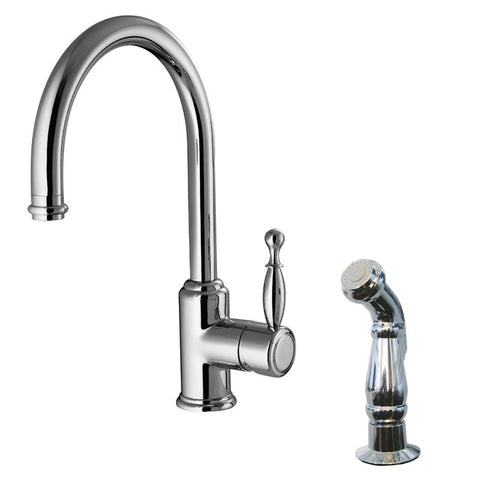 Brushed Nickel Single Lever Kitchen Faucet with Side Sprayer Head