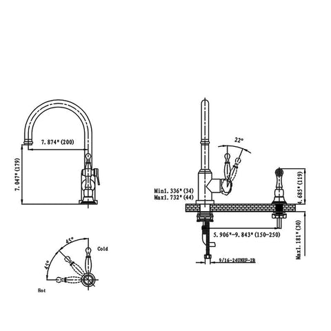 Brushed Nickel Single Lever Kitchen Faucet with Side Sprayer Head