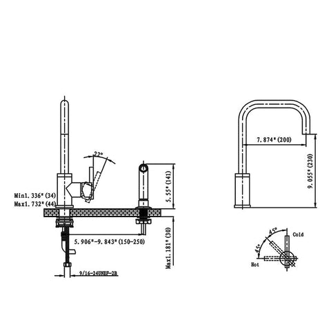 Brushed Nickel Single Lever Handle Faucet with Side Sprayer Head