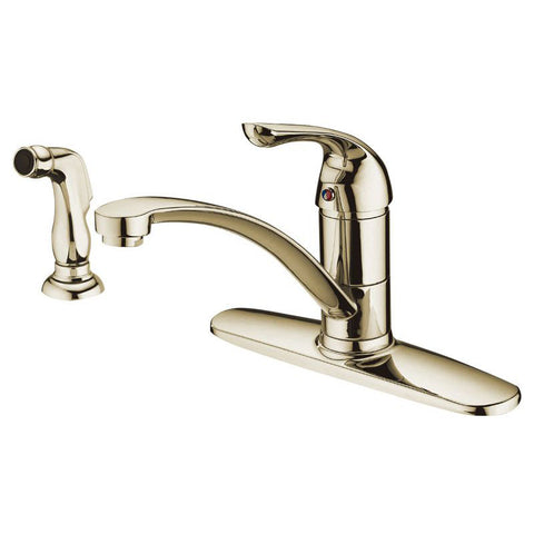 Brushed Nickel Single Handle Low-arc Kitchen Faucet with Side Sprayer Head