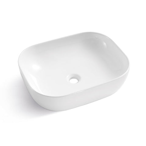 White Ceramic Oval Vessel Bathroom Sink