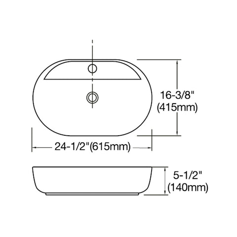 Ceramic Oval Vessel Bathroom Sink