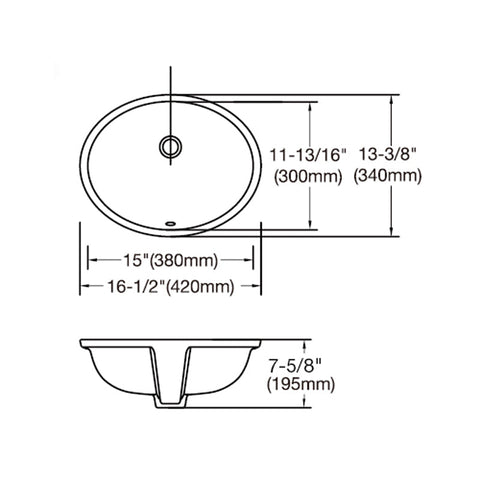 Ceramic Oval Undermount Bathroom Sink