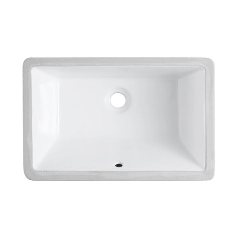 White Rectangular Undermount Bathroom Sink with Overflow