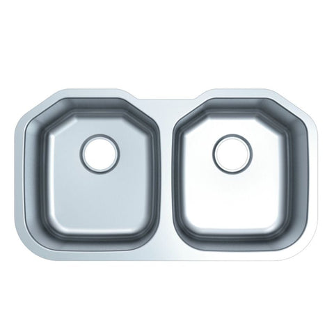 Undermount Stainless Steel Double Equal Bowl Kitchen Sink