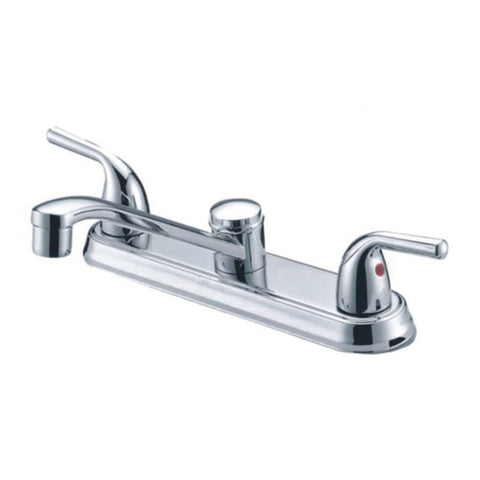 Chrome Double Handle Low-arc Kitchen Faucet