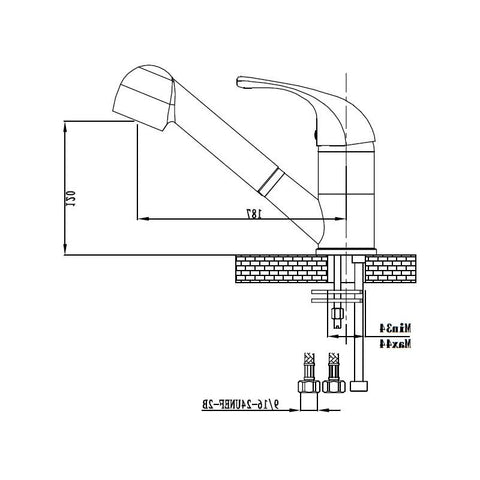 Chrome Single Handle Pull-out Kitchen Faucet